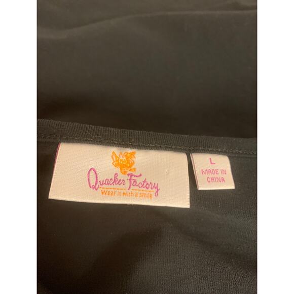 Quaker Factory Blouse Holiday Angel & Snowflake Sequins Causal 90s Womens Size L - Picture 4 of 9